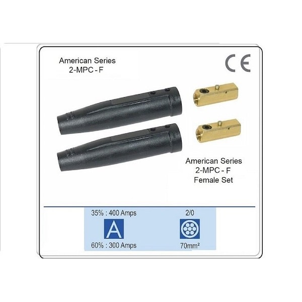 Star Tech Weld Welding Cable Connector, Female Set 1/0-2/0 Twist Lock, 2PK 2-MPC-F - main